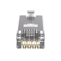 Plug RJ45 Cat5e Blindado, Para Cable UTP de Calibres 24-26 AWG, Chapado en Oro de 50 Micras, Paquete de 100 Piezas