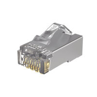 Plug RJ45 Cat5e Blindado, Para Cable UTP de Calibres 24-26 AWG, Chapado en Oro de 50 micras, Paquete de 100 piezas