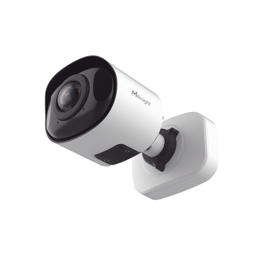 Cámara Bullet de Red Mini Panorámica 180° AI / 4K / Super WDR 120dB / Micrófono Integrado / IP67-IK10 / Soporte PoE / Almacenamiento 1TB / Analítica IA VCA 8 Modos