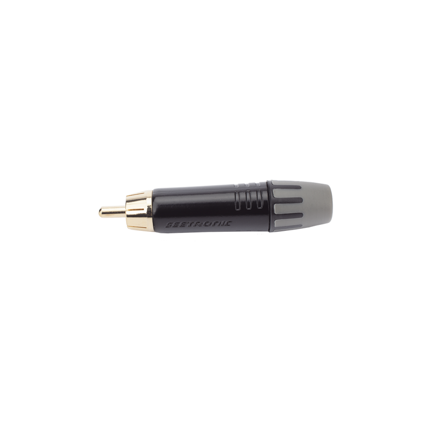 Conector Macho RCA | Carcasa Enchapada en Negro | Contacto Enchapado en Oro | Cable OD 3.5-6.5mm