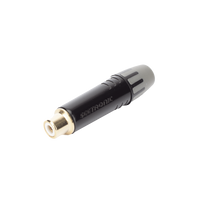 Conector Hembra RCA | Carcasa Enchapada en Negro | Contacto Enchapado en Oro | Cable OD 3.5-6.5mm