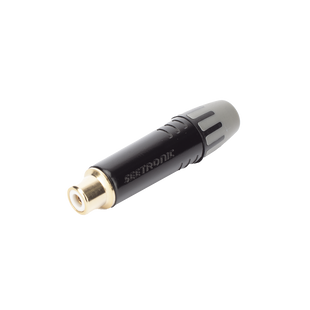 Conector Hembra RCA | Carcasa Enchapada en Negro | Contacto Enchapado en Oro | Cable OD 3.5-6.5mm