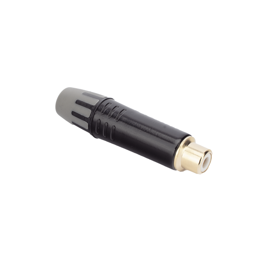 Conector Hembra RCA | Carcasa Enchapada en Negro | Contacto Enchapado en Oro | Cable OD 3.5-6.5mm
