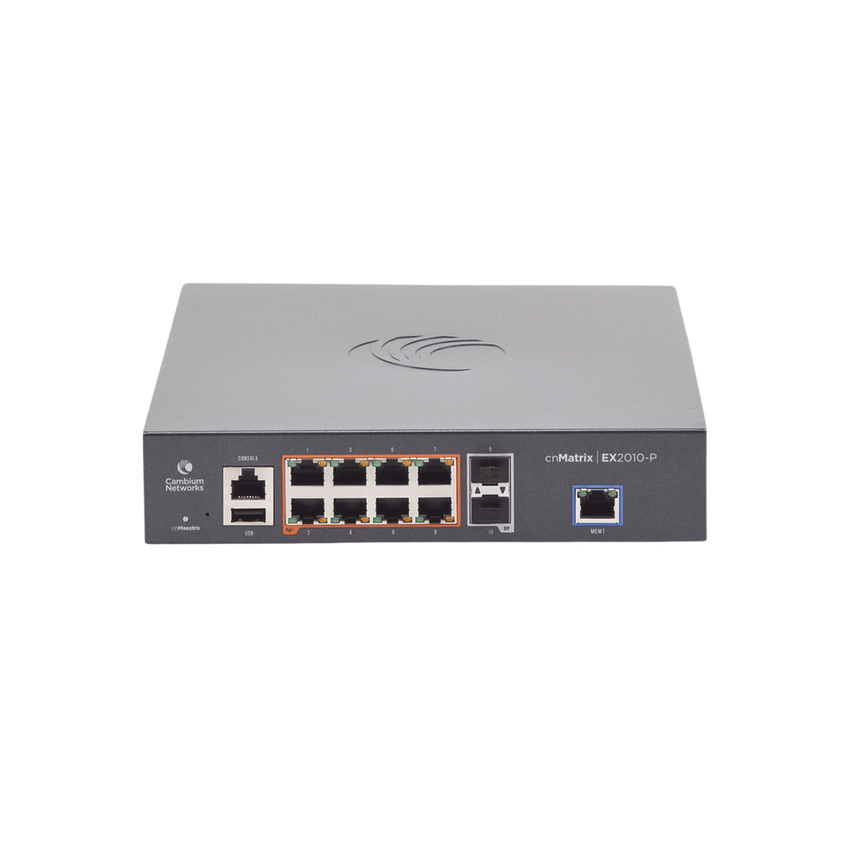 Switch cnMatrix EX2010-P capa 3 de 10 puertos(8 PoE Gigabit 802.3af/at, 2 SFP, 1 consola, 1 MNGMT, 1 USB)  administración desde la Nube (MX-EX2010PXA-U)