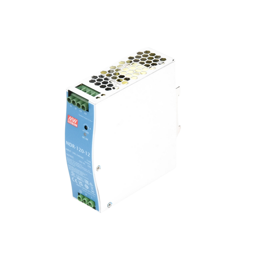 Fuente de poder industrial de 120 W, salida 12 Vcc, entrada 90~264 VCA, para montaje en riel DIN,