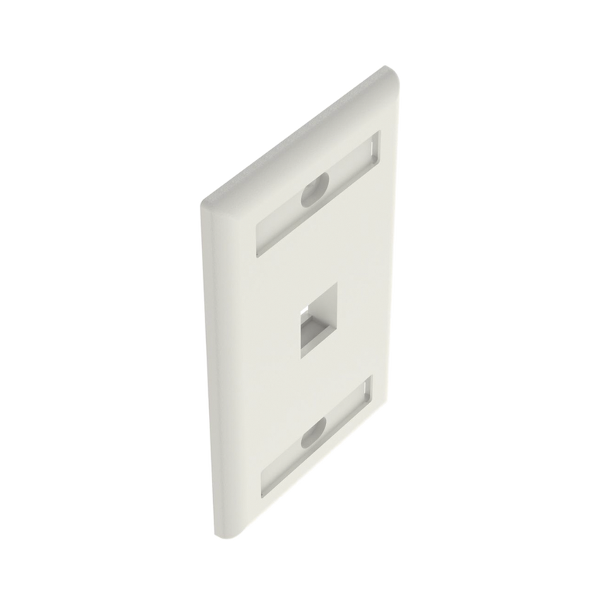 Placa de Pared Vertical, Salida Para 1 Puerto Keystone, Con Espacios Para Etiquetas, Color Blanco Mate