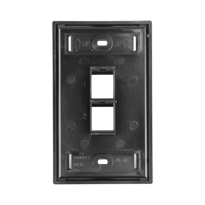 Placa de Pared Vertical, Salida Para 2 Puertos Keystone, Con Espacios Para Etiquetas, Color Negro