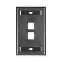Placa de Pared Vertical, Salida Para 2 Puertos Keystone, Con Espacios Para Etiquetas, Color Negro
