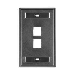 Placa de Pared Vertical, Salida Para 2 Puertos Keystone, Con Espacios Para Etiquetas, Color Negro