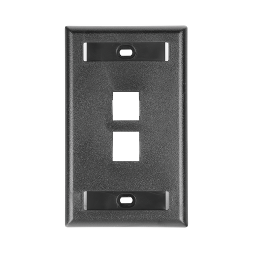 Placa de Pared Vertical, Salida Para 2 Puertos Keystone, Con Espacios Para Etiquetas, Color Negro