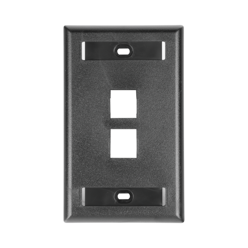 Placa de Pared Vertical, Salida Para 2 Puertos Keystone, Con Espacios Para Etiquetas, Color Negro