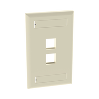 Placa de Pared Vertical, Salida Para 2 Puertos Keystone, Con Espacios Para Etiquetas, Color Marfil