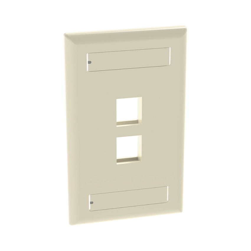 Placa de Pared Vertical, Salida Para 2 Puertos Keystone, Con Espacios Para Etiquetas, Color Marfil