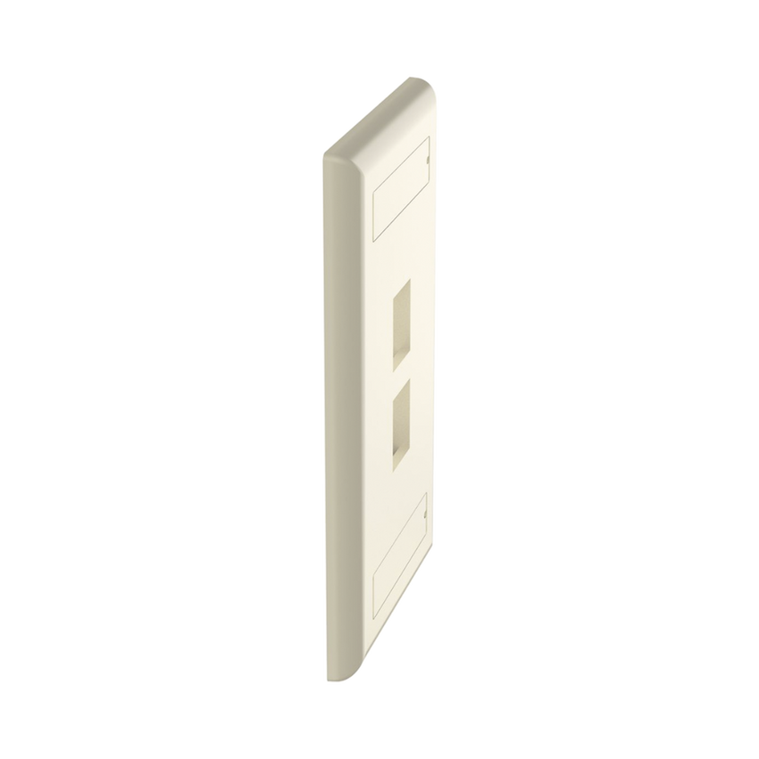 Placa de Pared Vertical, Salida Para 2 Puertos Keystone, Con Espacios Para Etiquetas, Color Marfil