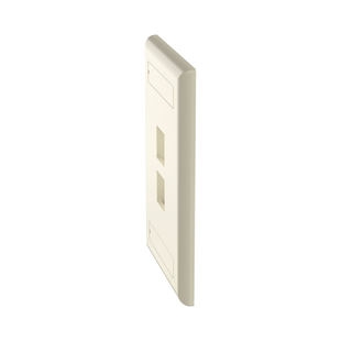 Placa de Pared Vertical, Salida Para 2 Puertos Keystone, Con Espacios Para Etiquetas, Color Marfil
