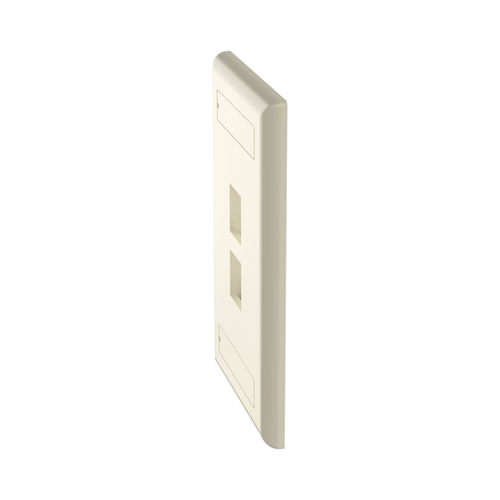 Placa de Pared Vertical, Salida Para 2 Puertos Keystone, Con Espacios Para Etiquetas, Color Marfil