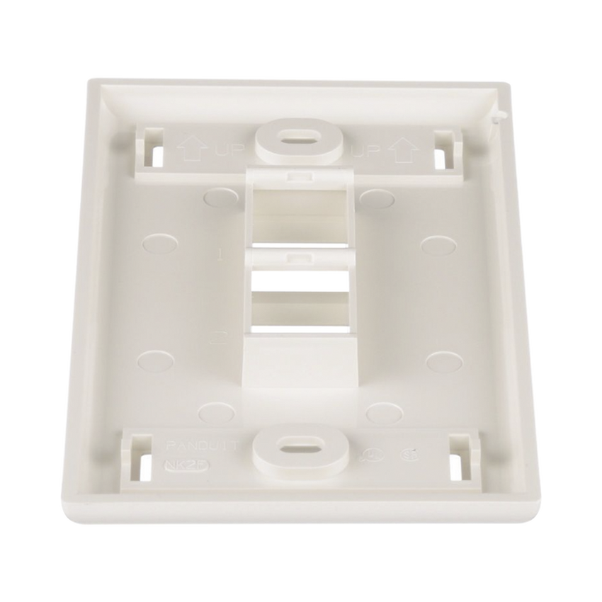 Placa de Pared Vertical, Salida Para 2 Puertos Keystone, Con Espacios Para Etiquetas, Color Blanco Mate