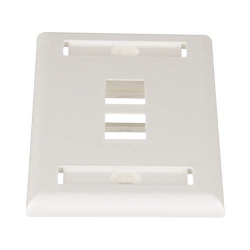 Placa de Pared Vertical, Salida Para 2 Puertos Keystone, Con Espacios Para Etiquetas, Color Blanco Mate
