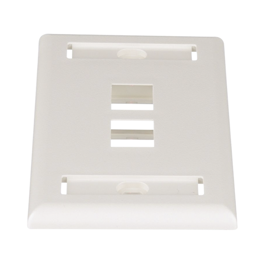 Placa de Pared Vertical, Salida Para 2 Puertos Keystone, Con Espacios Para Etiquetas, Color Blanco Mate