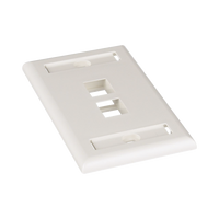 Placa de Pared Vertical, Salida Para 2 Puertos Keystone, Con Espacios Para Etiquetas, Color Blanco Mate