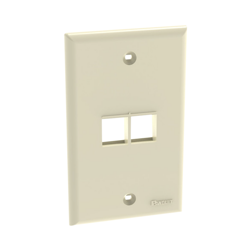 Placa de Pared Vertical, Salida Para 2 Puertos Keystone, Color Marfil