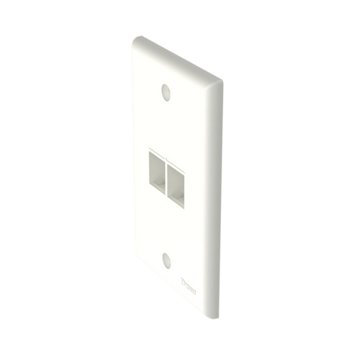 Placa de Pared Vertical, Salida Para 2 Puertos Keystone, Color Blanco Mate