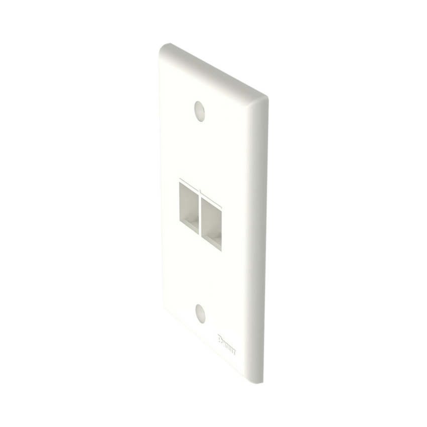 Placa de Pared Vertical, Salida Para 2 Puertos Keystone, Color Blanco Mate