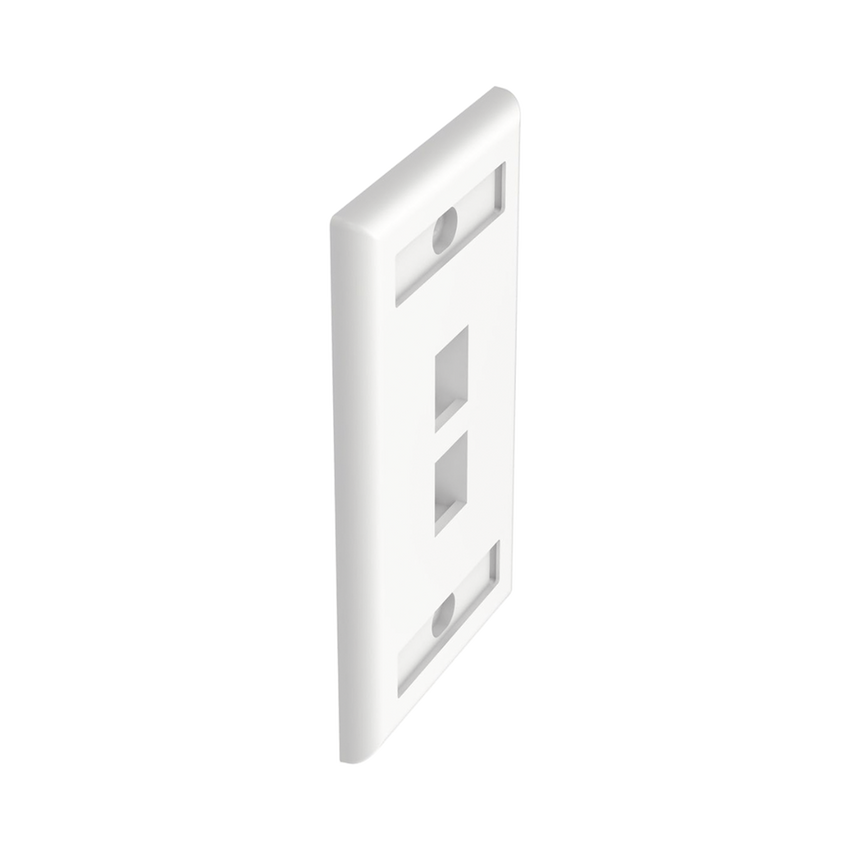 Placa de Pared Vertical, Salida Para 2 Puertos Keystone, Con Espacios Para Etiquetas, Color Blanco