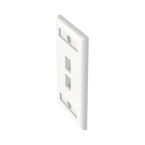 Placa de Pared Vertical, Salida Para 2 Puertos Keystone, Con Espacios Para Etiquetas, Color Blanco