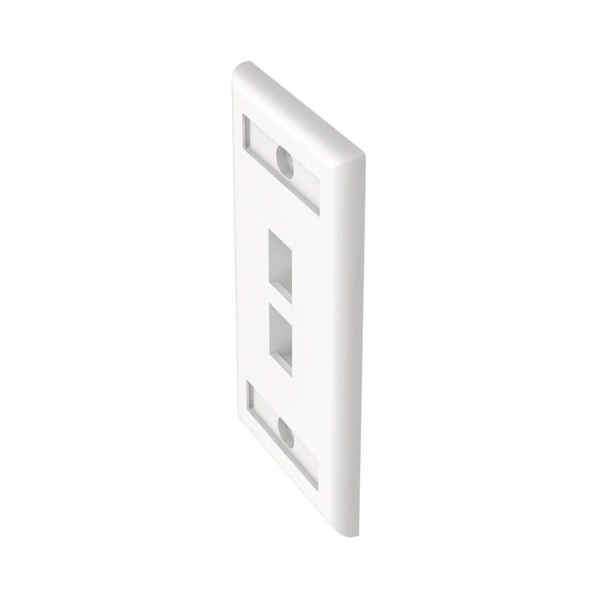 Placa de Pared Vertical, Salida Para 2 Puertos Keystone, Con Espacios Para Etiquetas, Color Blanco
