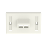 Placa de Pared Horizontal, Salida Para 2 Puertos Keystone, Con Espacios Para Etiquetas, Color Blanco Mate
