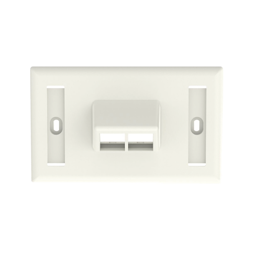 Placa de Pared Horizontal, Salida Para 2 Puertos Keystone, Con Espacios Para Etiquetas, Color Blanco Mate