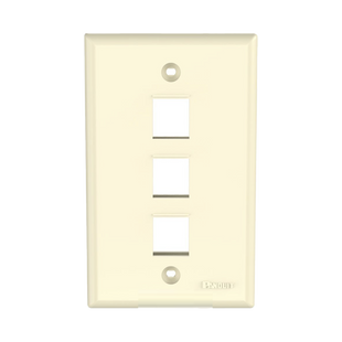 Placa de Pared Vertical, Salida Para 3 Puertos Keystone, Color Marfil