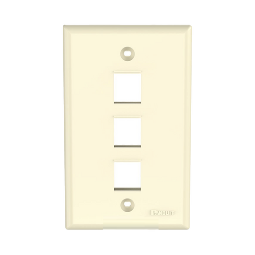 Placa de Pared Vertical, Salida Para 3 Puertos Keystone, Color Marfil