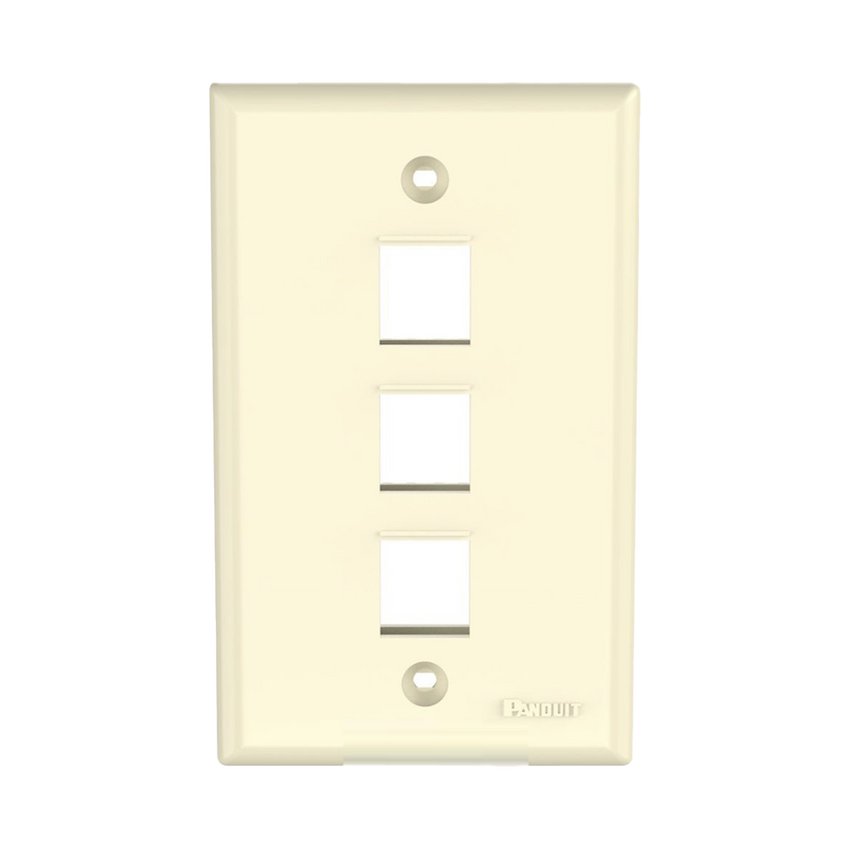 Placa de Pared Vertical, Salida Para 3 Puertos Keystone, Color Marfil