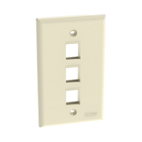 Placa de Pared Vertical, Salida Para 3 Puertos Keystone, Color Marfil