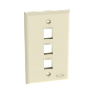 Placa de Pared Vertical, Salida Para 3 Puertos Keystone, Color Marfil