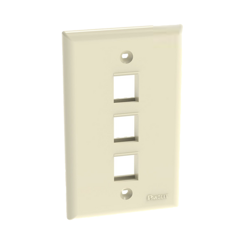 Placa de Pared Vertical, Salida Para 3 Puertos Keystone, Color Marfil