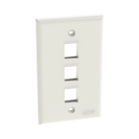 Placa de Pared Vertical, Salida Para 3 Puertos Keystone, Color Blanco Mate