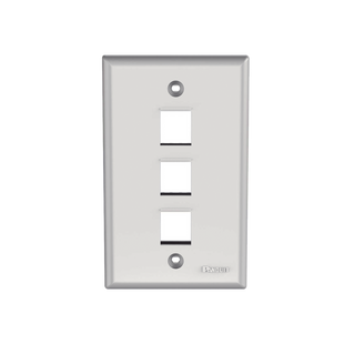 Placa de Pared Vertical, Salida Para 3 Puertos Keystone, Color Blanco