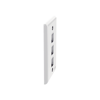 Placa de Pared Vertical, Salida Para 3 Puertos Keystone, Color Blanco