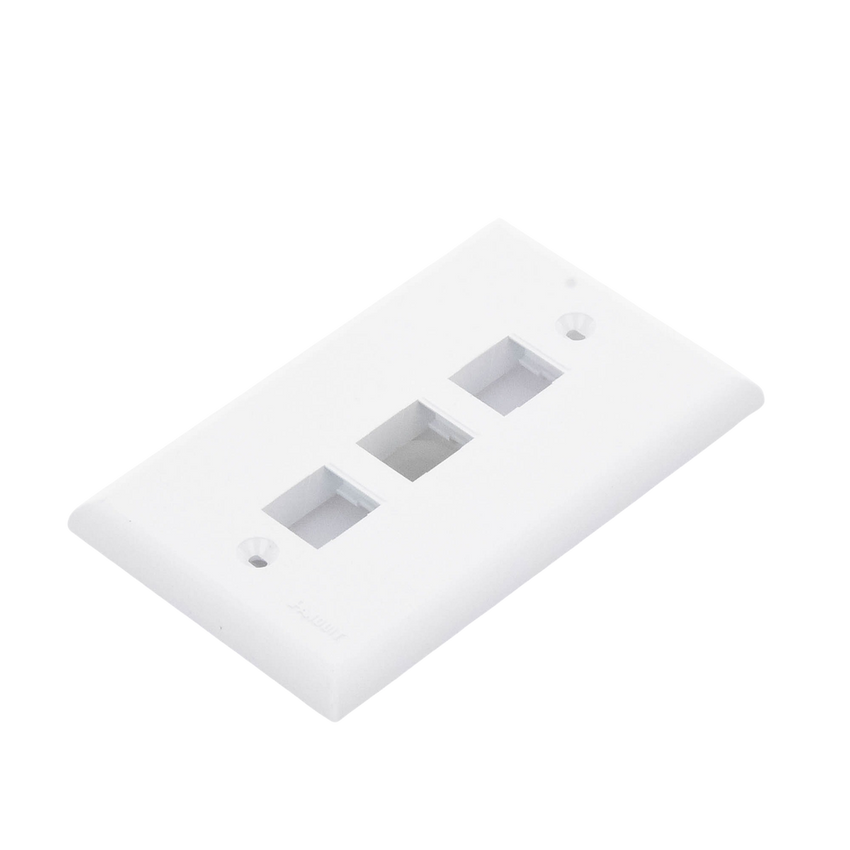 Placa de Pared Vertical, Salida Para 3 Puertos Keystone, Color Blanco