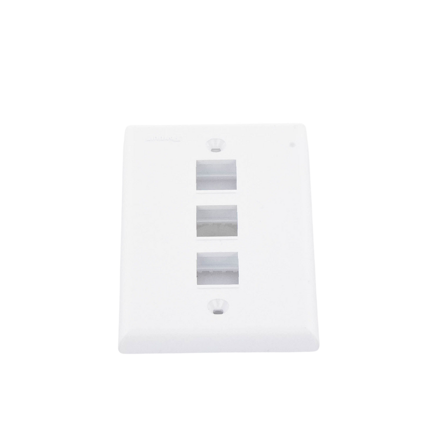 Placa de Pared Vertical, Salida Para 3 Puertos Keystone, Color Blanco