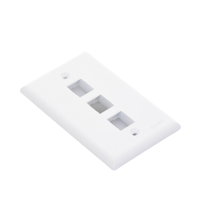 Placa de Pared Vertical, Salida Para 3 Puertos Keystone, Color Blanco