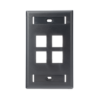 Placa de Pared Vertical, Salida Para 4 Puertos Keystone, Con Espacios Para Etiquetas, Color Negro