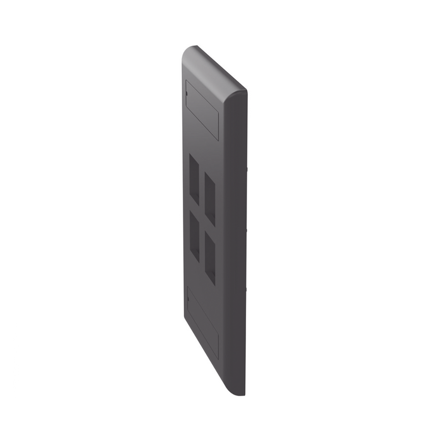 Placa de Pared Vertical, Salida Para 4 Puertos Keystone, Con Espacios Para Etiquetas, Color Negro