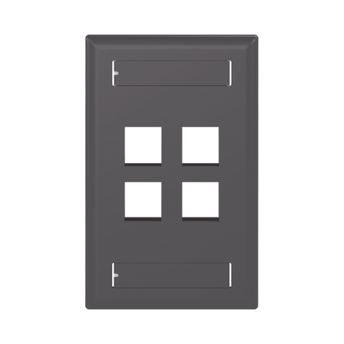 Placa de Pared Vertical, Salida Para 4 Puertos Keystone, Con Espacios Para Etiquetas, Color Negro