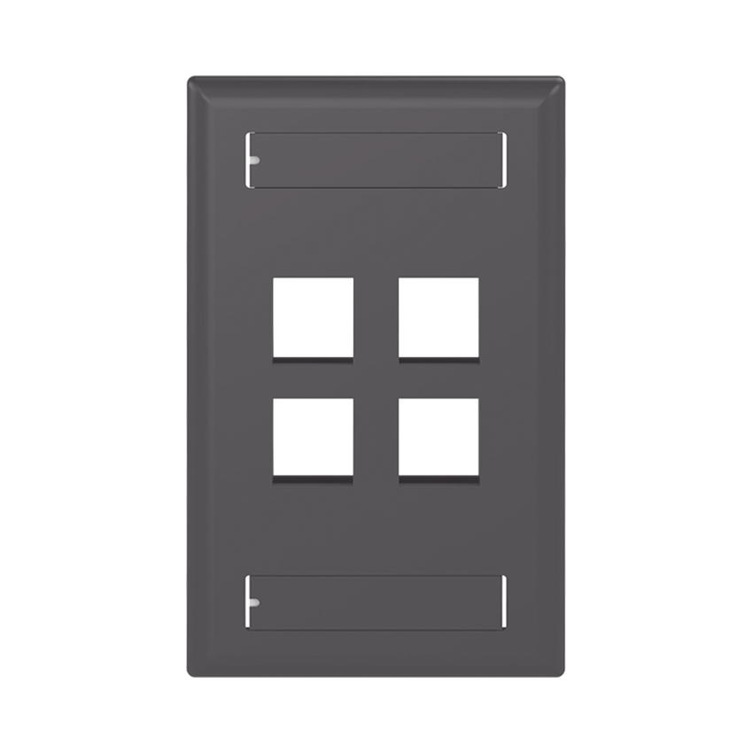 Placa de Pared Vertical, Salida Para 4 Puertos Keystone, Con Espacios Para Etiquetas, Color Negro