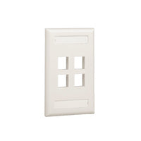 Placa de Pared Vertical, Salida Para 4 Puertos Keystone, Con Espacios Para Etiquetas, Color Blanco Mate