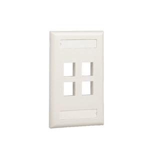 Placa de Pared Vertical, Salida Para 4 Puertos Keystone, Con Espacios Para Etiquetas, Color Blanco Mate